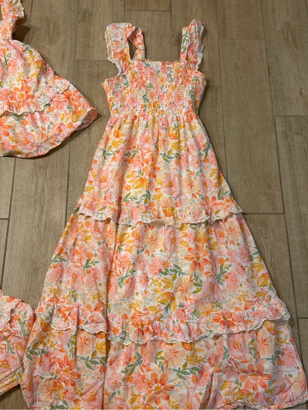Mommy and Me Haute Hippie Peach Floral Tiered Sundresses